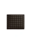 Bottega Veneta Small Double Folding Wallet With Change Purse In Black