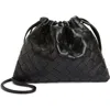 Bottega Veneta Small Dustbag Intrecciato Leather Shoulder Bag In 8425 Black-gold