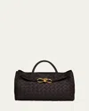Bottega Veneta Womens Fondant-m Brass-fond Andiamo Long Intrecciato-weave Leather Clutch In Fondant