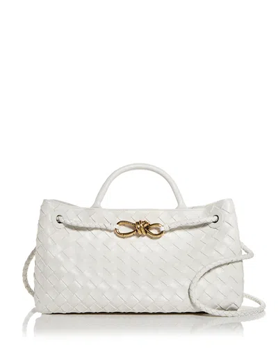 Bottega Veneta Small East West Andiamo Shoulder Bag In White