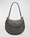 Bottega Veneta Black Intrecciato Flap Shoulder Bag In Light Graphite