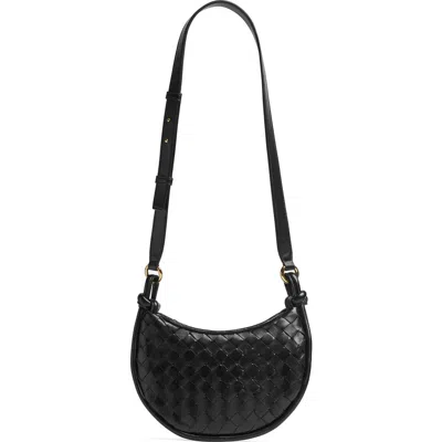 Bottega Veneta Small Gemelli Intrecciato Leather Crossbody Bag In Black