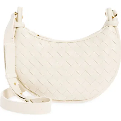 Bottega Veneta Small Gemelli Intrecciato Leather Crossbody Bag In 9195 Sea Salt-m Brass