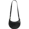 Bottega Veneta Black Leather Gemelli Messenger Bag In Black Brass