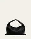 Bottega Veneta Small Hop Intrecciato Leather Hobo Bag In Black-m Brass