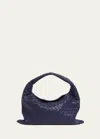 Bottega Veneta Small Hop Intrecciato Leather Hobo Bag In Blue