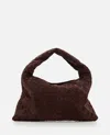 Bottega Veneta Small Hop Hobo Suede Shoulder Bag In Brown
