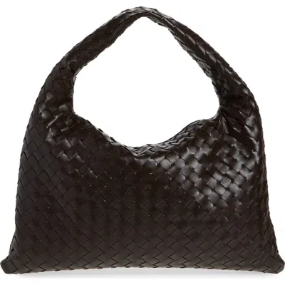 Bottega Veneta Small Hop Intrecciato Leather Hobo Bag In 2190 Fondant-m Brass