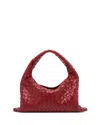 Bottega Veneta Small Hop Intrecciato Leather Shoulder Bag In Red
