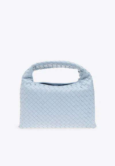 Bottega Veneta Small Hop Intrecciato Leather Top Handle Bag In Ice