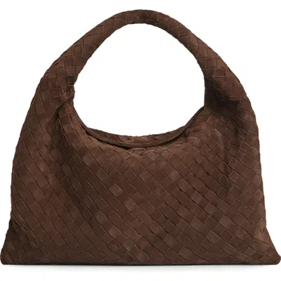 Bottega Veneta Small Hop Intrecciato Suede Hobo Bag In Multicolor