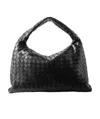 Bottega Veneta Hop Intrecciato Leather Shoulder Bag In Black