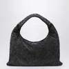 Bottega Veneta Small Hop Shoulder Bag In Graphite Suede In Gray