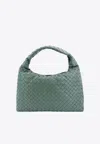 Bottega Veneta Small Hop Shoulder Bag In Intrecciato Leather In Green