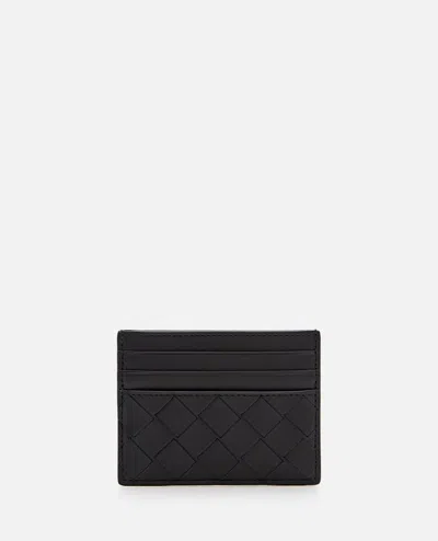 Bottega Veneta Small Interlaced Card Holder In Black