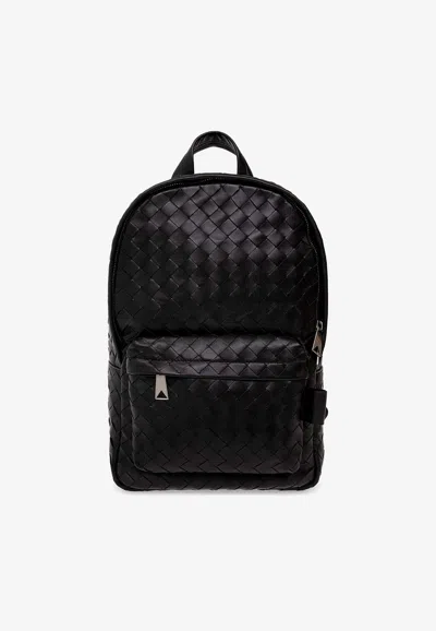 Bottega Veneta Small Intrecciato Backpack In Black