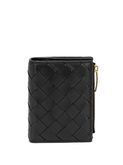 Bottega Veneta `small Intrecciato Bi-fold Zip Wallet` In Black  