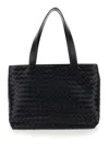Bottega Veneta 'small Intrecciato' Black Tote Bag With Zip Closure In Leather Man In Multicolor