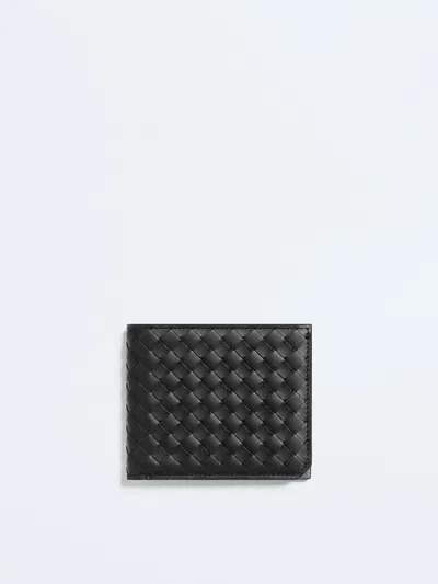 Bottega Veneta Small Intrecciato Calfskin Mini Wallet With Eight Card Slots In Nero
