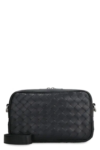Bottega Veneta Small Intrecciato Camera Bag In Black