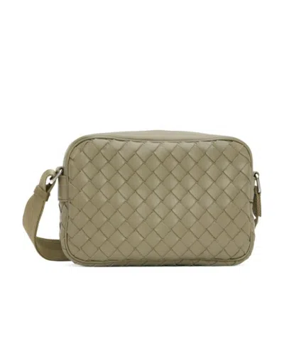 Bottega Veneta Small Intrecciato Camera Bag In Gray