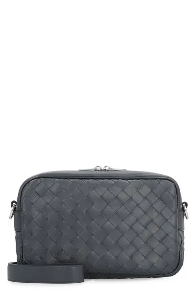Bottega Veneta Small Intrecciato Camera Bag In Grey