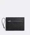 Bottega Veneta Small Intrecciato Document Case With Wristlet In Black
