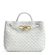 Bottega Veneta Small Andiamo Intrecciato Leather Top-handle Bag In White