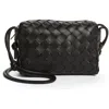 Bottega Veneta Small Intrecciato Leather Crossbody Bag In 8425 Black-gold
