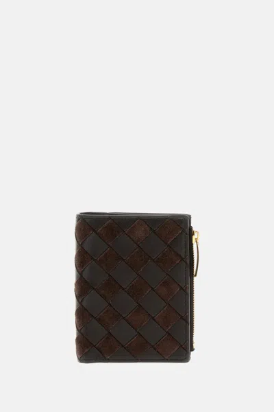 Bottega Veneta Small Intrecciato Wallet In Brown