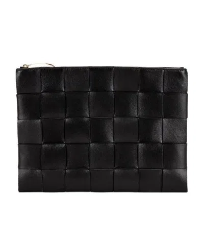 Bottega Veneta Small Intrecciato Zipped Pouch In Black