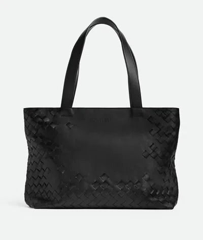 Bottega Veneta Small Intrecciato Zipped Tote In Black