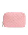 Bottega Veneta Small Intreciato Zipper Clutch In Pink