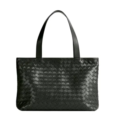 Bottega Veneta Small Intreciato Zipper Handbag In Dark Green