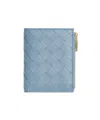Bottega Veneta Small Intricciato Double Fold Wallet In Blue