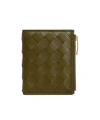 Bottega Veneta Small Leather Intrecciato Bifold Wallet In Green