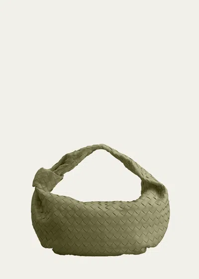 Bottega Veneta Small Jodie Intrecciato Leather Top Handle Bag In Travertine