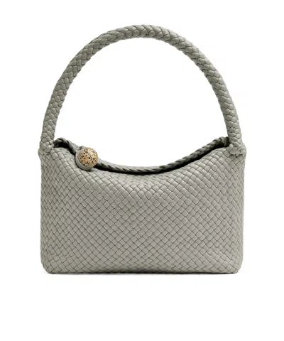 Bottega Veneta Small Knitted Handbag In Agate Grey/dalmata