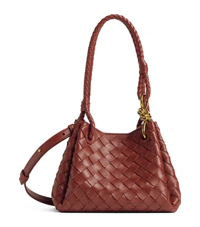 Bottega Veneta Small Lambskin Andiamo Parachute Shoulder Bag In Brown