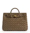 Bottega Veneta Small Lambskin Andiamo Shoulder Bag In Brown