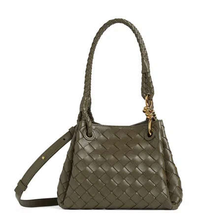 Bottega Veneta Small Lambskin Parachute Shoulder Bag In Green