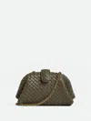 Bottega Veneta Quilted Chain Strap Shoulder Bags In Green