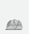 Bottega Veneta Mini Lauren 1980 Intrecciato Metallic Leather Clutch In Silver