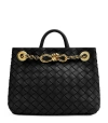 Bottega Veneta Small Andiamo Shoulder Bag With Chain Strap In Black/brass