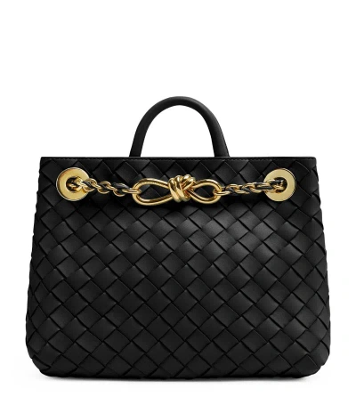 Bottega Veneta Small Leather Andiamo Chain Shoulder Bag In Black