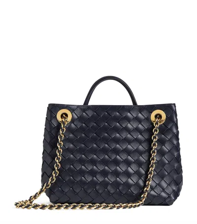 Bottega Veneta Small Leather Andiamo Chain Shoulder Bag In Blue