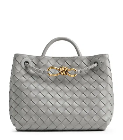 Bottega Veneta Andiamo Intrecciato Small Leather Tote Bag In Grey