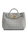 Bottega Veneta Andiamo Intrecciato Small Leather Tote Bag In Grey