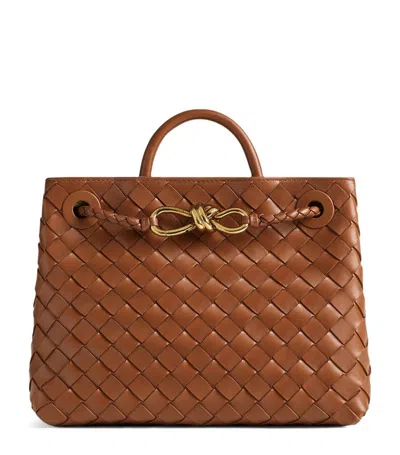 Bottega Veneta Small Leather Andiamo Shoulder Bag In Brown