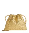 Bottega Veneta Small Leather Dustbag Clutch Bag In Gold